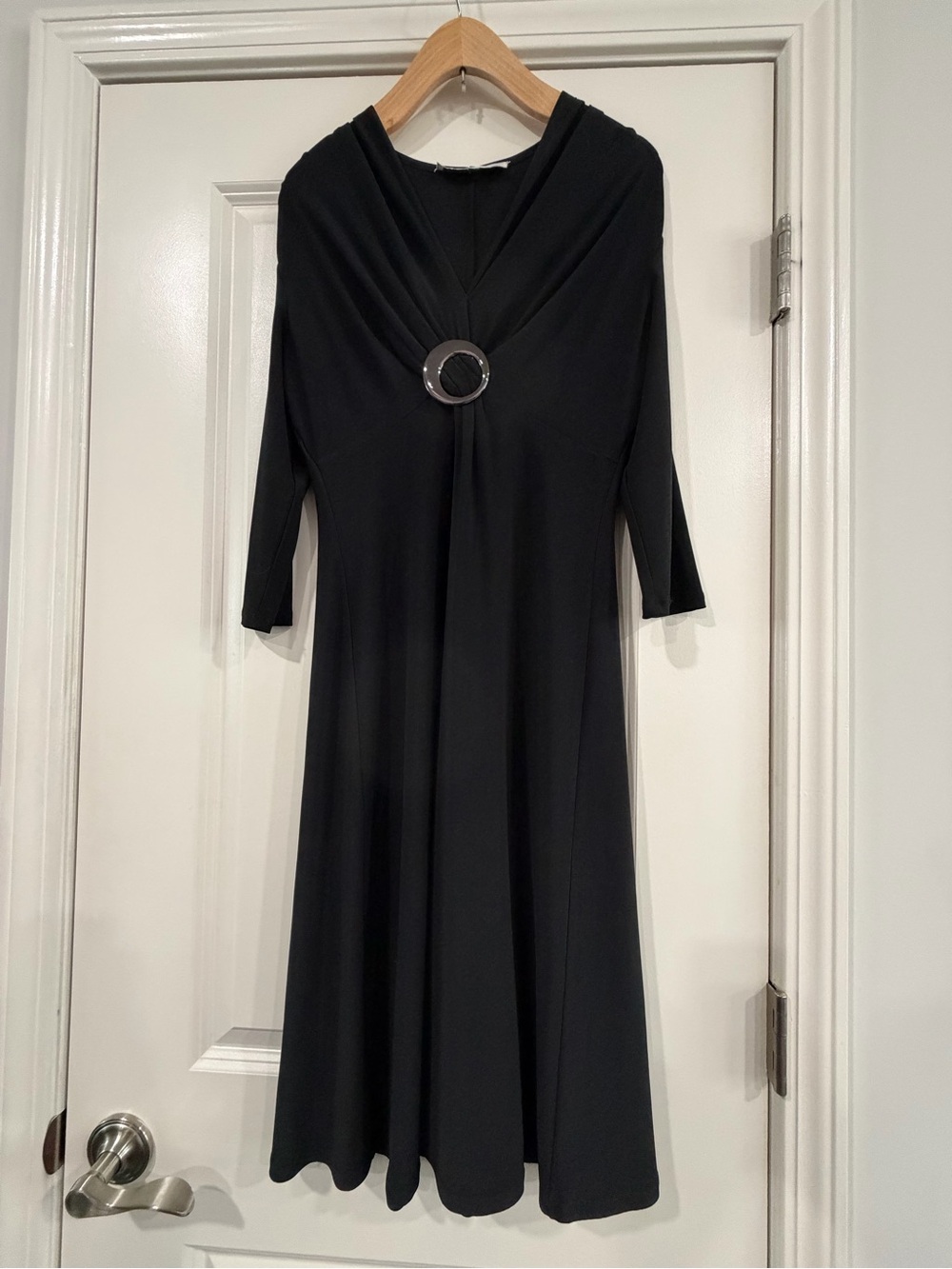 Evan Picone Black Midi Dress with Center Grommet